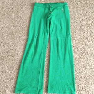 Green Juicy Couture Size Small Velour fabric Track Pant